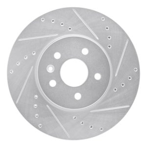 Buick Encore Brake Rotor (1) - Front Right - R1 Concepts - Drilled & Slotted - Silver - `13-`22